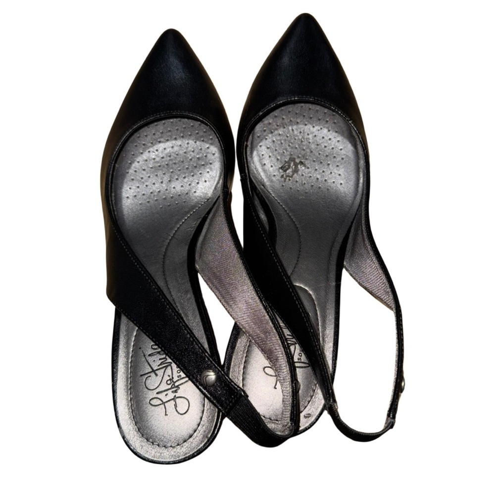 Life Stride Black Pointed Toe Slingback Heels
